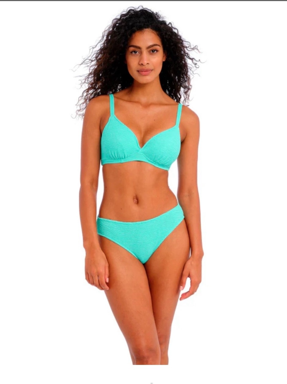 Women’s Turquoise Bikini Set - Seam textured Two-Piece Swim